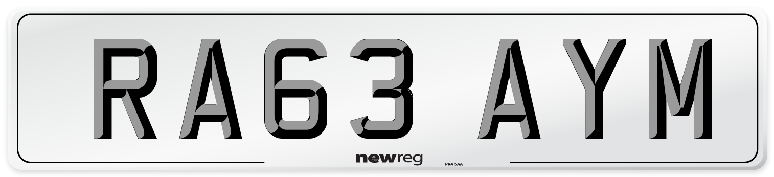 RA63 AYM Number Plate from New Reg